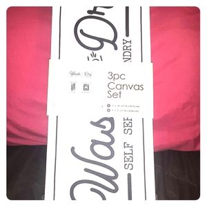 Canvas Set Wall Decor 3 PC Black White Wash Room